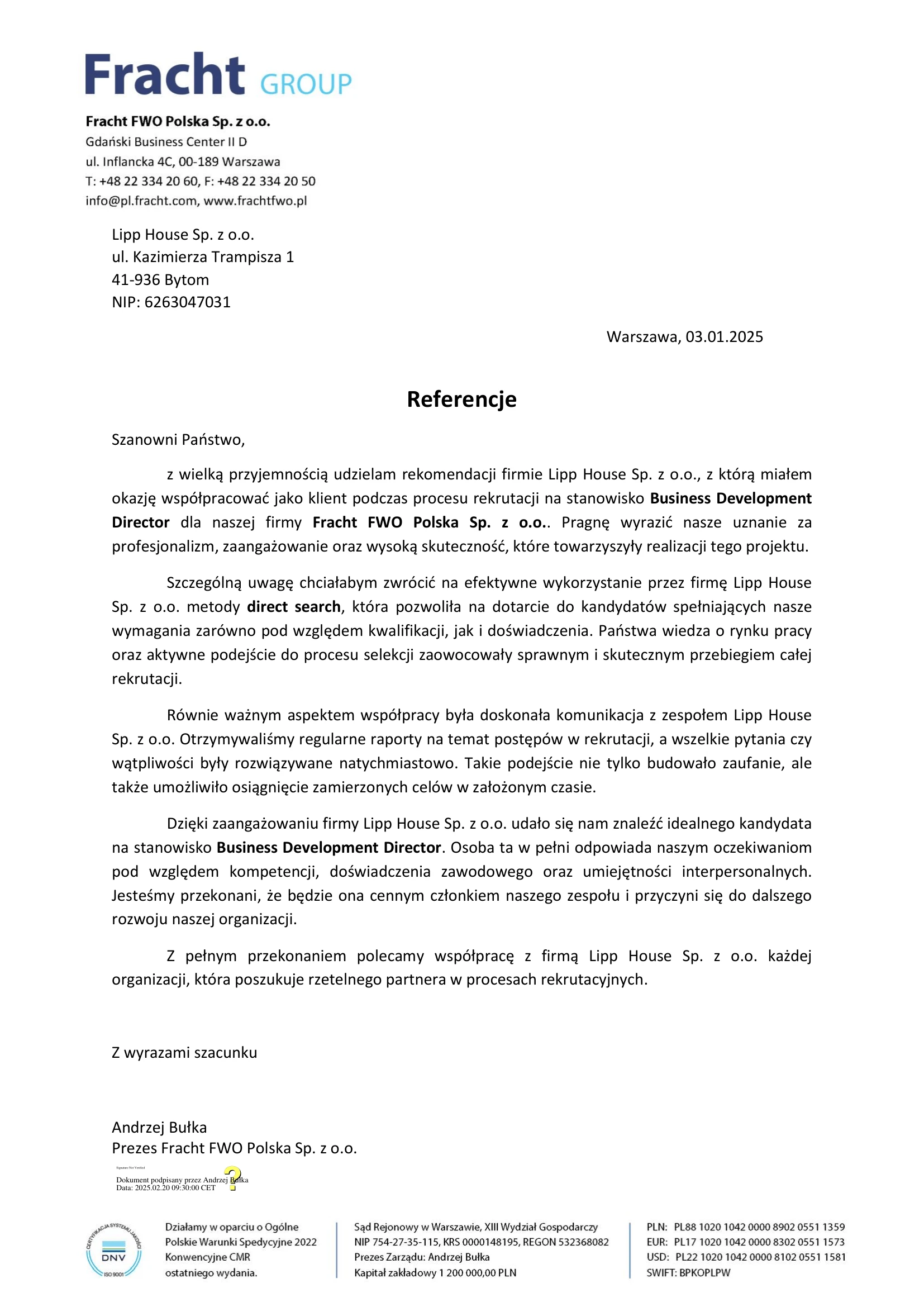 Podgląd: Fracht FWO Polska sp. z o.o.